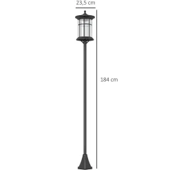 Lampadaire solaire LED extérieur sur pied H. 184 cm noir