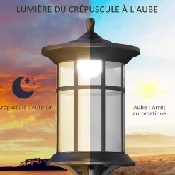 Lampadaire solaire LED extérieur sur pied H. 184 cm noir