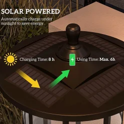 Lampadaire solaire LED extérieur sur pied H. 184 cm noir