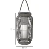 Lampadaire solaire LED portable style colonial dia.18 x 37 cm résine tressée grise