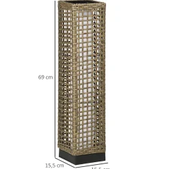 Lampadaire solaire LED style exotique H.69 cm résine tressée aspect rotin naturel