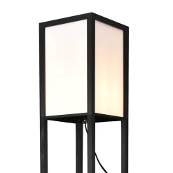 Lampadaire Stapleford avec étagère E27 hauteur 160 cm noir blanc lux.pro