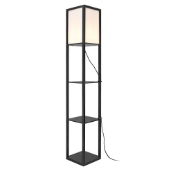 Lampadaire Stapleford avec étagère E27 hauteur 160 cm noir blanc lux.pro