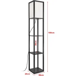 Lampadaire Stapleford avec étagère E27 hauteur 160 cm noir blanc lux.pro