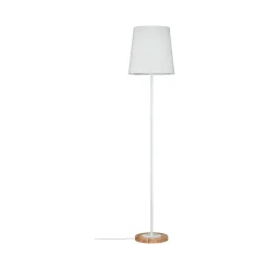 Lampadaire Stellan E27 max. 20W Blanc Bois Tissus Métal Bois