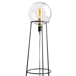 Lampadaire STELO 128,5cm moderne metal noir verre fume douille E27 salon salle a manger entree bureau luminaire