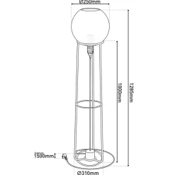 Lampadaire STELO 128,5cm moderne metal noir verre fume douille E27 salon salle a manger entree bureau luminaire