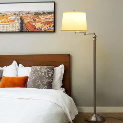 Lampadaire sur Pieds avec Bras Oscillant Rotative,avec Abat-jour,Interrupteur au Pied,Ampoules de E27 40W,pour Salon,Bureau