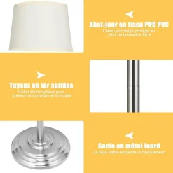 Lampadaire sur Pieds avec Bras Oscillant Rotative,avec Abat-jour,Interrupteur au Pied,Ampoules de E27 40W,pour Salon,Bureau