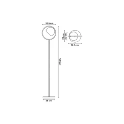 Lampadaire Toroba E27 IP20 or et noir L.28 x l..32.5cm