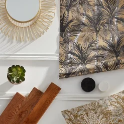 Lampadaire Toroba E27 IP20 or et noir L.28 x l..32.5cm