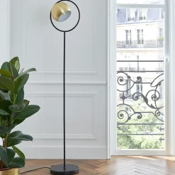 Lampadaire Toroba E27 IP20 or et noir L.28 x l..32.5cm