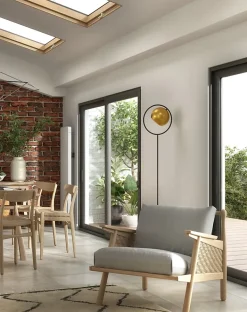 Lampadaire Toroba E27 IP20 or et noir L.28 x l..32.5cm