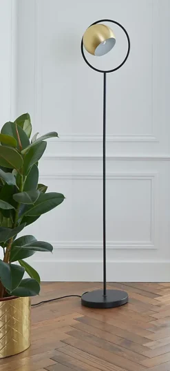 Lampadaire Toroba E27 IP20 or et noir L.28 x l..32.5cm