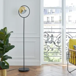 Lampadaire Toroba E27 IP20 or et noir L.28 x l..32.5cm