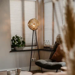 Lampadaire trépied Art déco doré - Maro