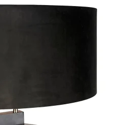 Lampadaire trépied en bois noir avec abat-jour noir 50 cm - Puros