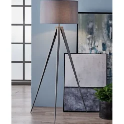 Lampadaire trépied en métal gris avec abat-jour Teamson Home