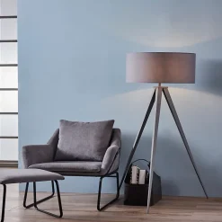 Lampadaire trépied en métal gris avec abat-jour Teamson Home