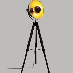 Lampadaire trépied Lahti noir & doré - métal H162 cm - Atmosphera