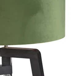 Lampadaire trépied noir avec abat-jour vert et or 50 cm - Puros