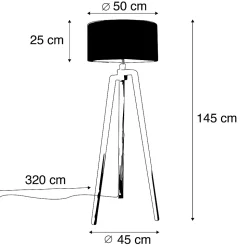 Lampadaire trépied noir avec abat-jour vert et or 50 cm - Puros