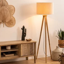 Lampadaire trépied Olga - noir - bois H150 - Atmosphera