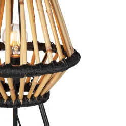 Lampadaire trépied oriental en bambou noir - Evalin