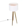 Lampadaire trépied rustique vintage en bois avec abat-jour en lin blanc 45 cm - Tripod Classic