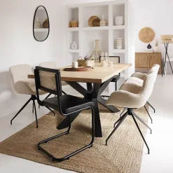 Lampadaire trépied Suny - bambou et métal - noir - H145 cm - Atmosphera