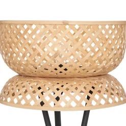 Lampadaire trépied Suny - bambou et métal - noir - H145 cm - Atmosphera