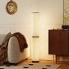 Lampadaire tube LED droit dimmable réglable 30W H.135cm avec télécommande acier lin beige