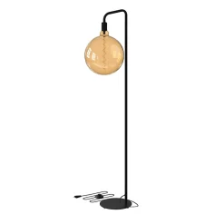 Lampadaire U-line métal noir E27 H.155cm Calex