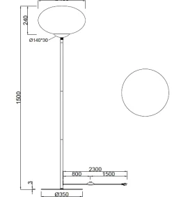 Lampadaire vintage verre et métal Fomento