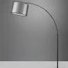 Lampadaire 1xE27, max. 10W, abat-jour organza fumé, métal noir mat - TRIO - Burton