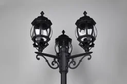 Lampadaire 3xE27, max. 60W, IP44, Fonte d'Aluminium Noir Mat - Trio - Elvo