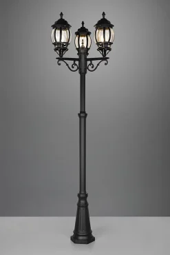 Lampadaire 3xE27, max. 60W, IP44, Fonte d'Aluminium Noir Mat - Trio - Elvo