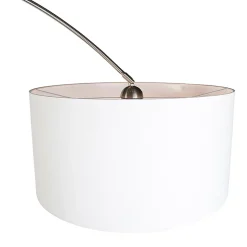 Lampe à arc en acier avec abat-jour en tissu blanc 50/50/25 réglable - XXL