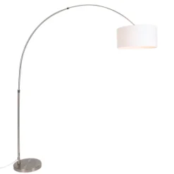 Lampe à arc en acier avec abat-jour en tissu blanc 50/50/25 réglable - XXL