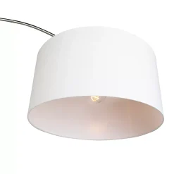Lampe à arc en acier avec abat-jour en tissu blanc 50/50/25 réglable - XXL