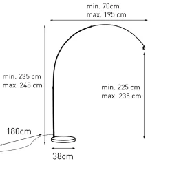 Lampe à arc en laiton avec base en marbre blanc réglable - XXL