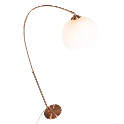 Lampe à arc moderne en cuivre avec abat-jour blanc - Arc Basic
