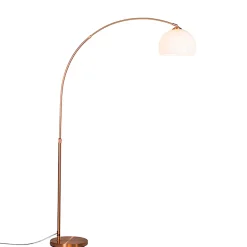 Lampe à arc moderne en cuivre avec abat-jour blanc - Arc Basic