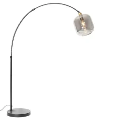 Lampe à arc noire avec verre doré et fumé - Zuzanna