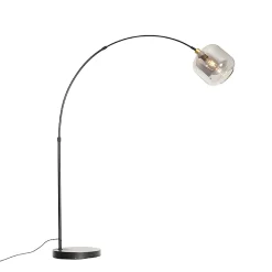 Lampe à arc noire avec verre doré et fumé - Zuzanna