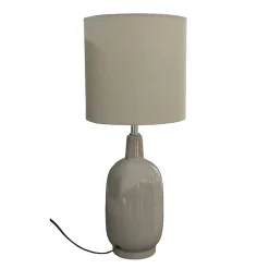 Lampe 49 cm vase céramique laqué et abat-jour taupe - GAïA