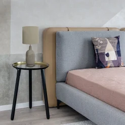 Lampe 49 cm vase céramique laqué et abat-jour taupe - GAïA