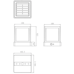 Lampe à colonne/à poser solaire 20w 1000lm 4000K avec sensor NOIR