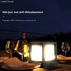 Lampe à colonne/à poser solaire 20w 1000lm 4000K avec sensor NOIR