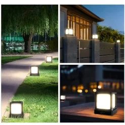 Lampe à colonne/à poser solaire 20w 1000lm 4000K avec sensor NOIR